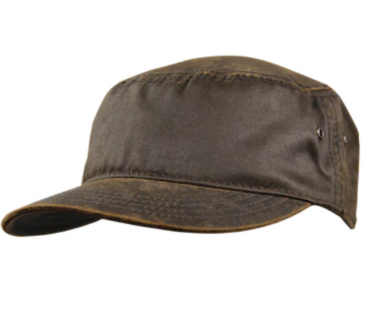 Oil Skin Army Cap (Brown)